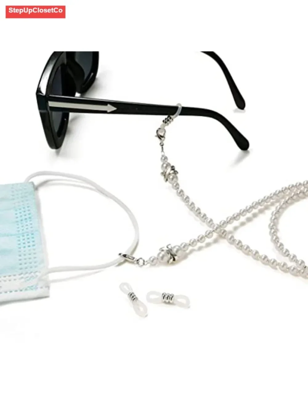 3 Pcs Beaded Eyeglass Chains for Women, Adjustable Metal & Silicone Glasses